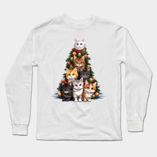 Cat Christmas Tree Long Sleeve T-Shirt